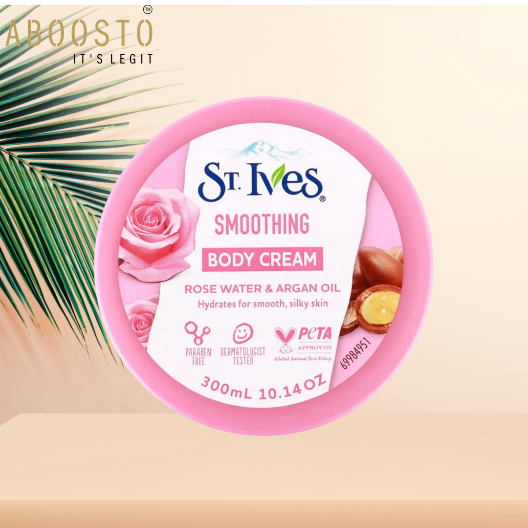 ST IVES BODY CREAM  SMOOTHING ROSE WATER & ARGAN OIL 300ML